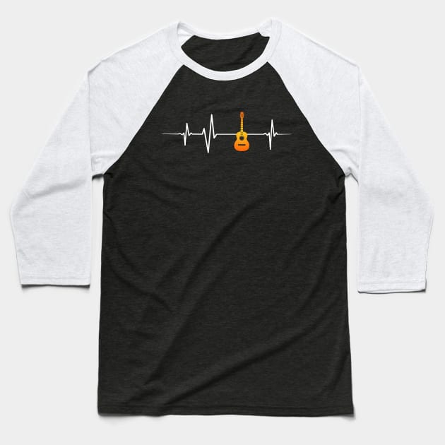 Heartbeat - Guitar Baseball T-Shirt by InfiniTee Design